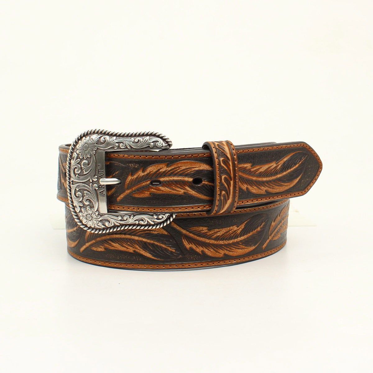 Ariat Men's Embossed Leaf Design Belt - Tan
