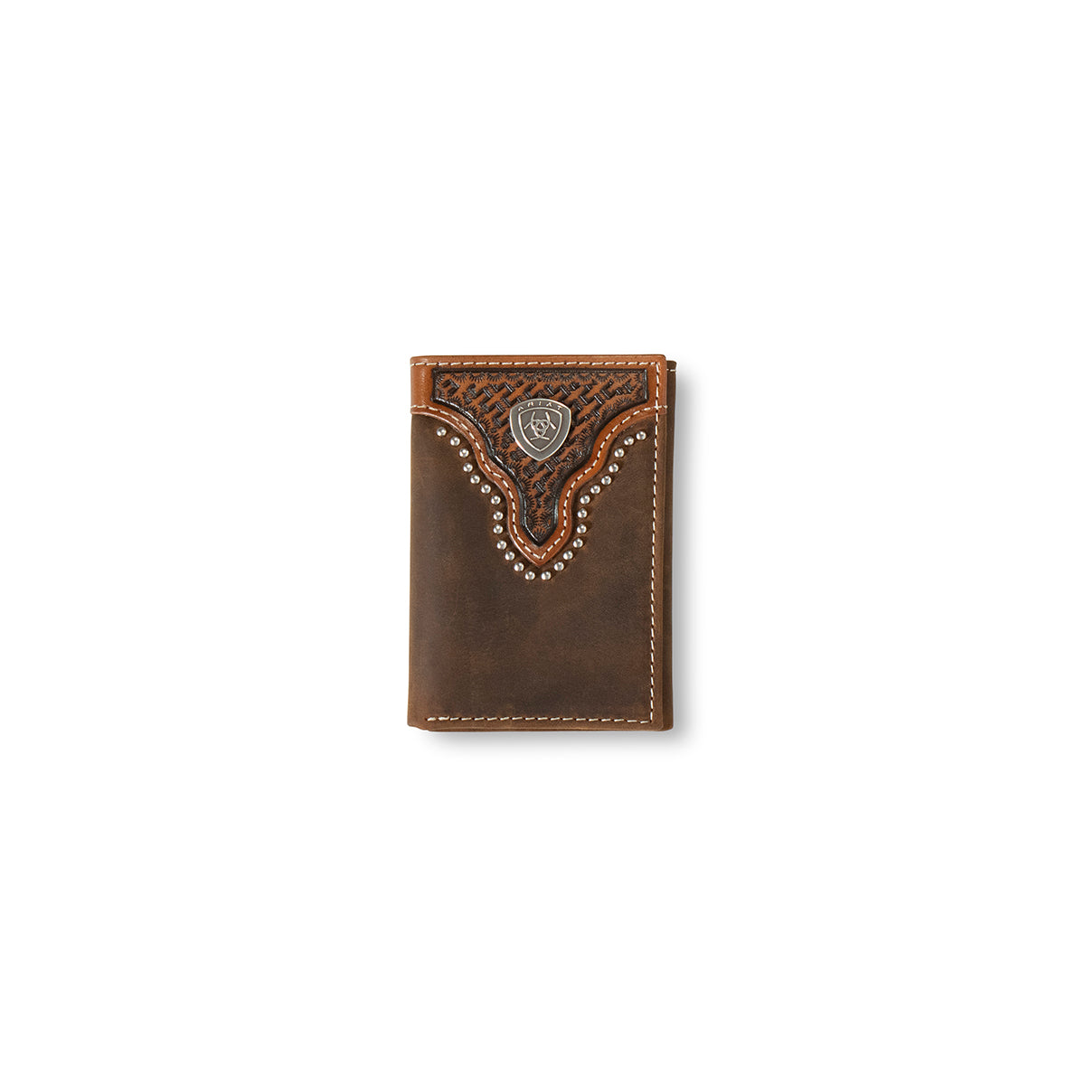 Ariat Men's Basket Weave Sunburst Trifold Wallet - Brown