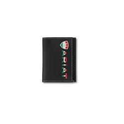 Ariat Men's Trifold Wallet- Mexico Flag Colours on Black