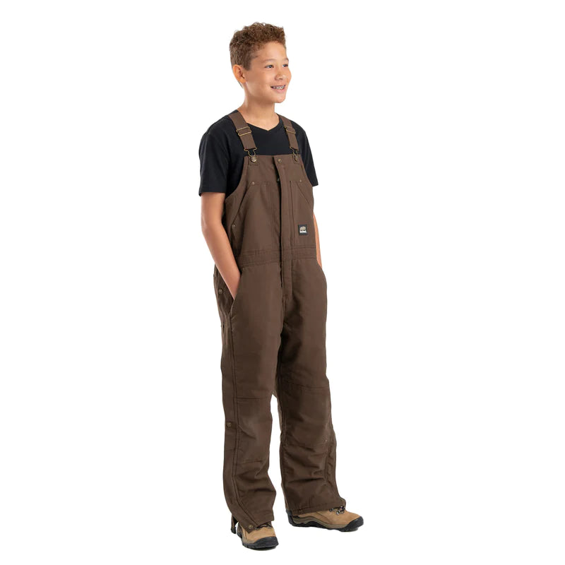 Berne Youth Washed Insulated Bib Overalls - Bark