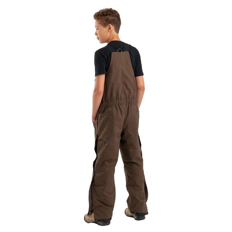 Berne Youth Washed Insulated Bib Overalls - Bark