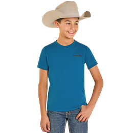 Rock & Roll Boy's Longhorn Skull Graphic Short Sleeve Tee - Teal