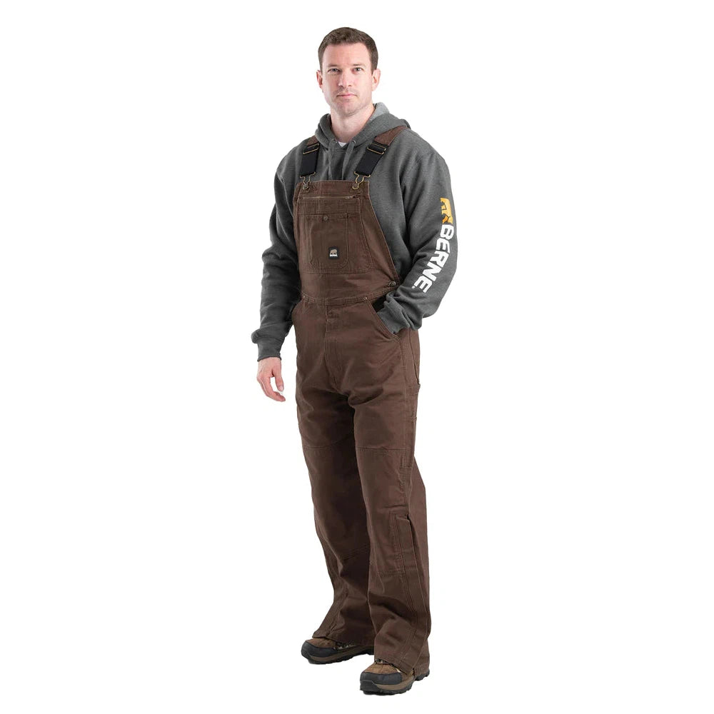 Berne Men's Heartland Unlined Washed Duck Bib Overall - Bark