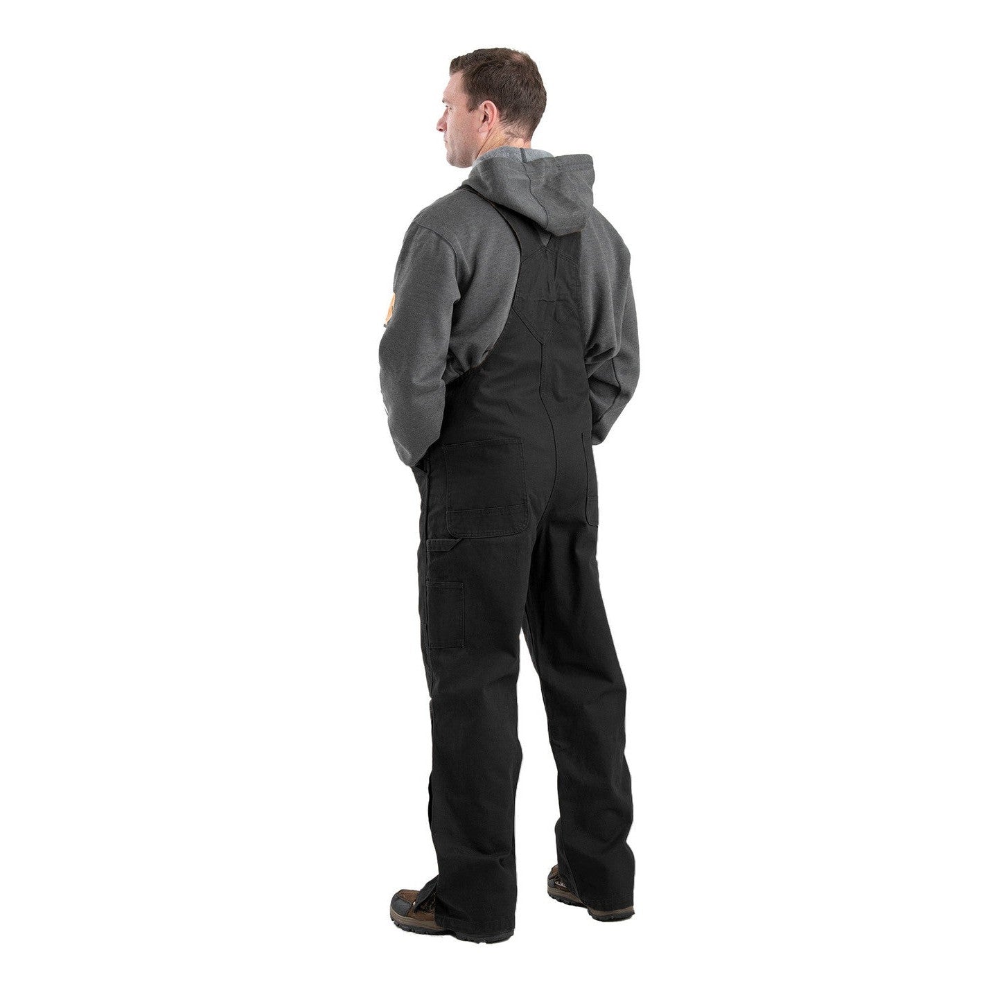 Berne Unlined Washed Duck Bib Overalls - Black
