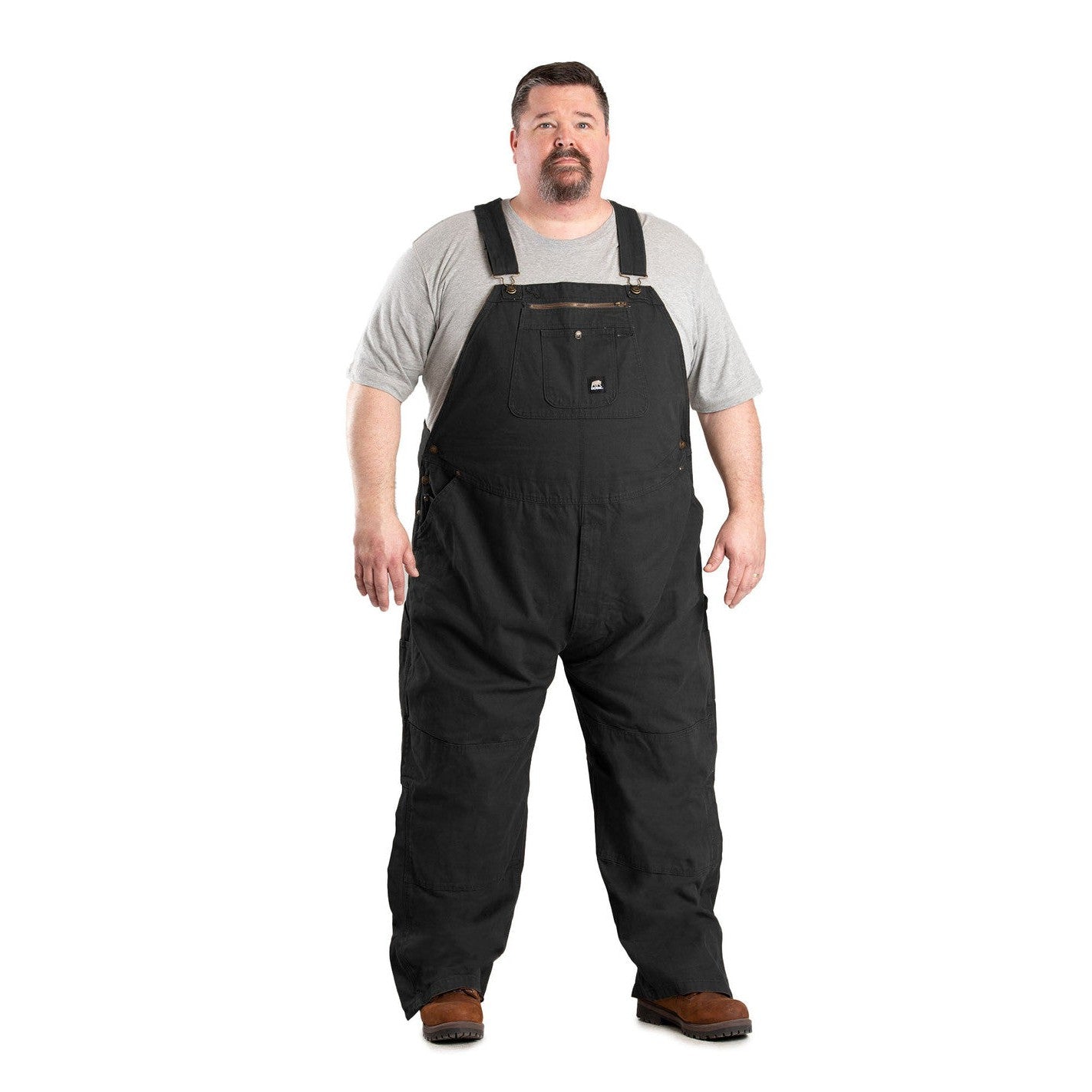 Berne Unlined Washed Duck Bib Overalls - Black