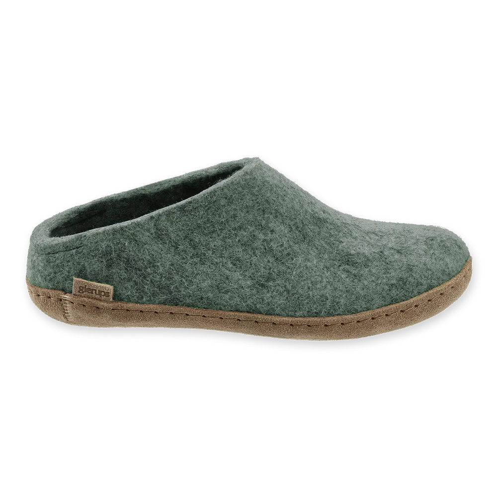 Glerups Slip On Leather Sole Shoes - Moss