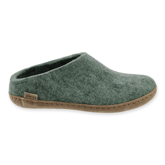 Glerups Slip On Leather Sole Shoes - Moss