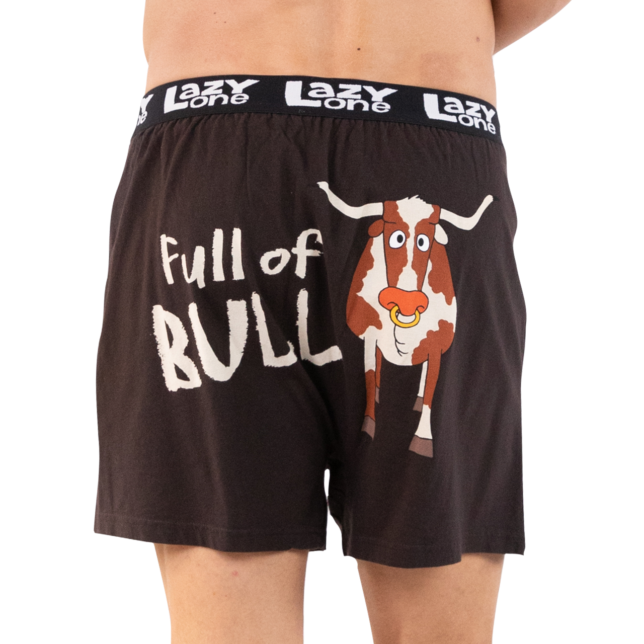 Lazy One Men's Full of Bull Boxers- Brown