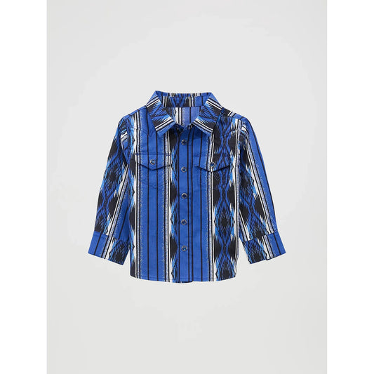Wrangler Little Boys Long Sleeve Checotah Western Snap Shirt - Bold Blue
