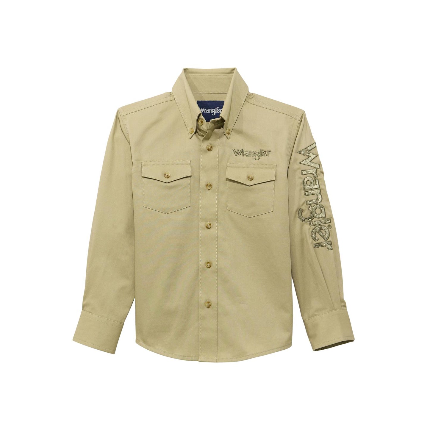 Wrangler Boy's Logo Long Sleeve Shirt - Brown