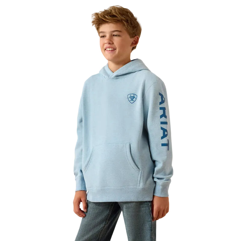 Ariat Boy's Logo Long Sleeve Hoodie - Baby Blue Heather - Irvine Tack & Western Wear