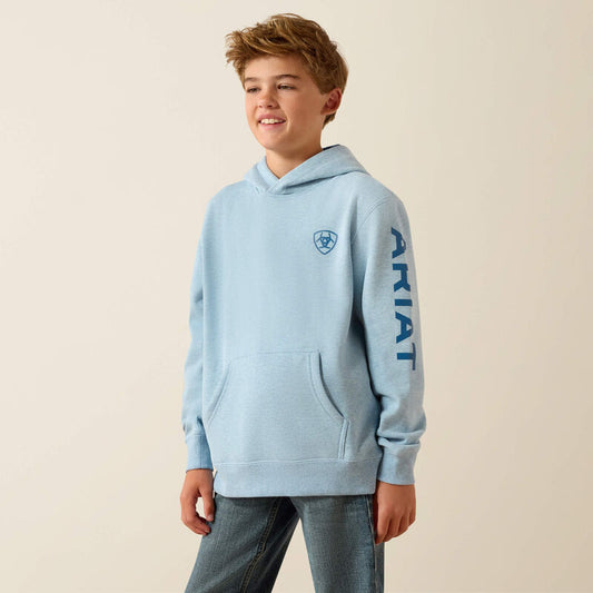 Ariat Boy's Logo Long Sleeve Hoodie - Baby Blue Heather