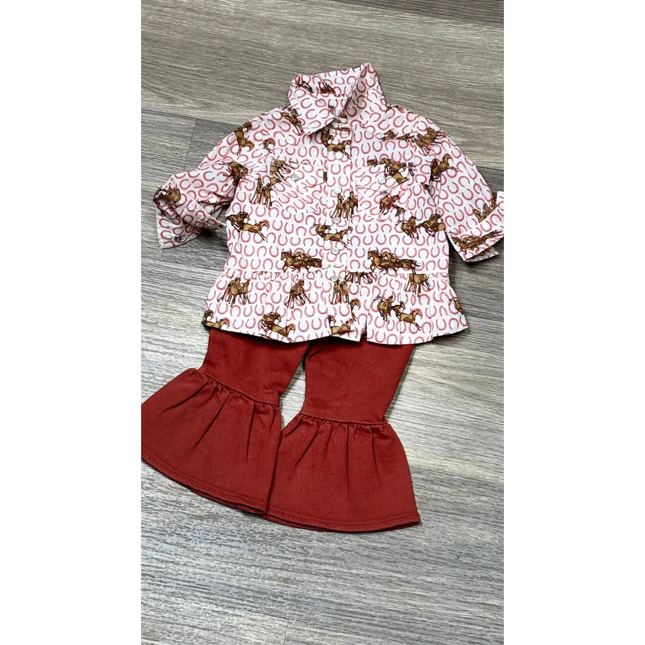 Wrangler Baby Girl's Western Horse Long Sleeve Snap Shirt - White