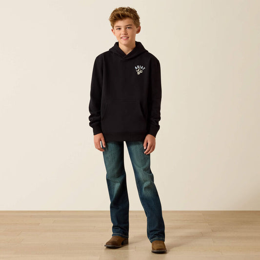 Ariat Boy's Ariat Stitched Skull Long Sleeve Hoodie - Black