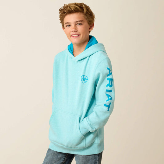 Ariat Boy's Logo Long Sleeve Hoodie - Aqua Heather