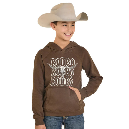 Rock & Roll Boy's Rodeo Graphic Hoodie - Brown