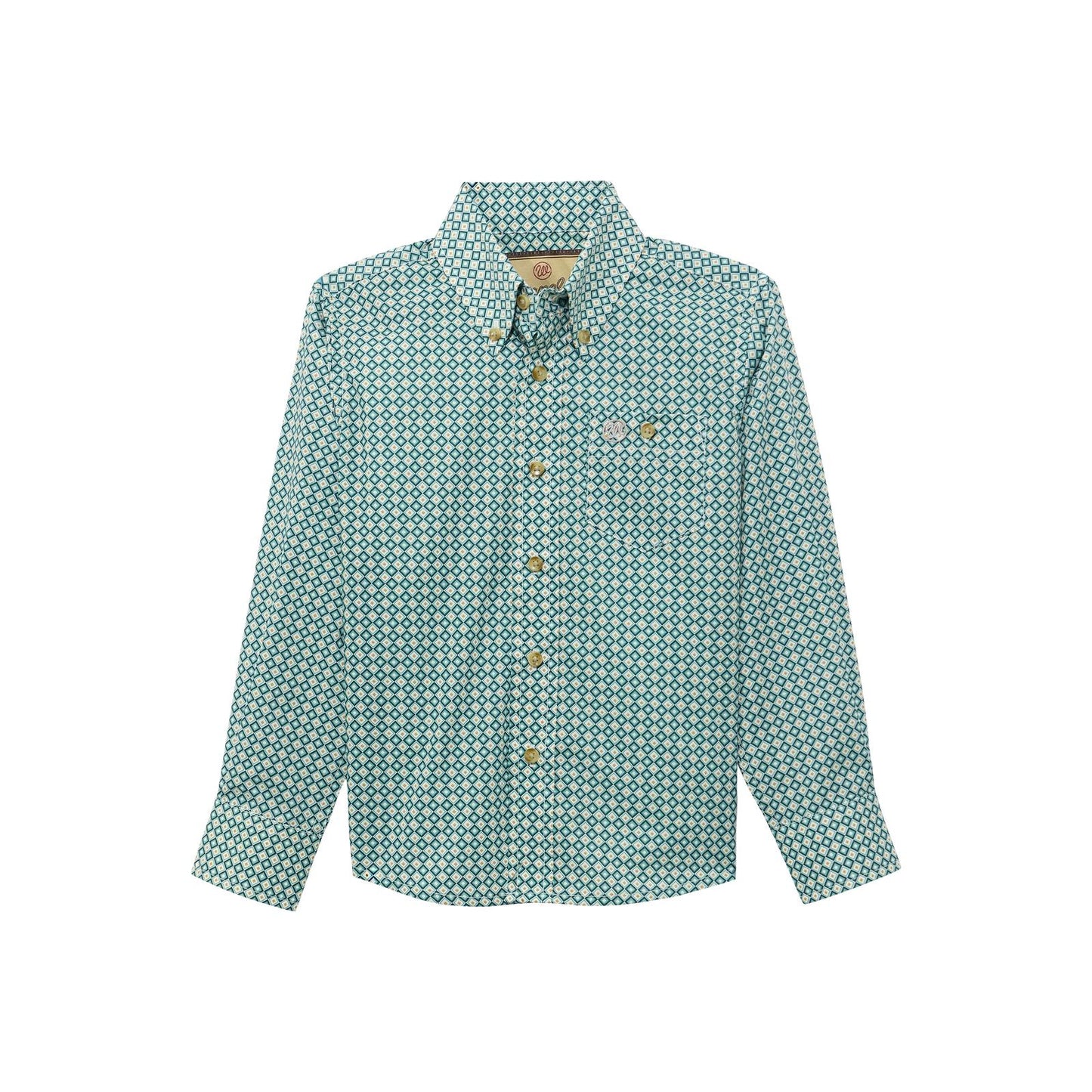 Wrangler Boy's Classic Long Sleeve Shirt - Turquoise