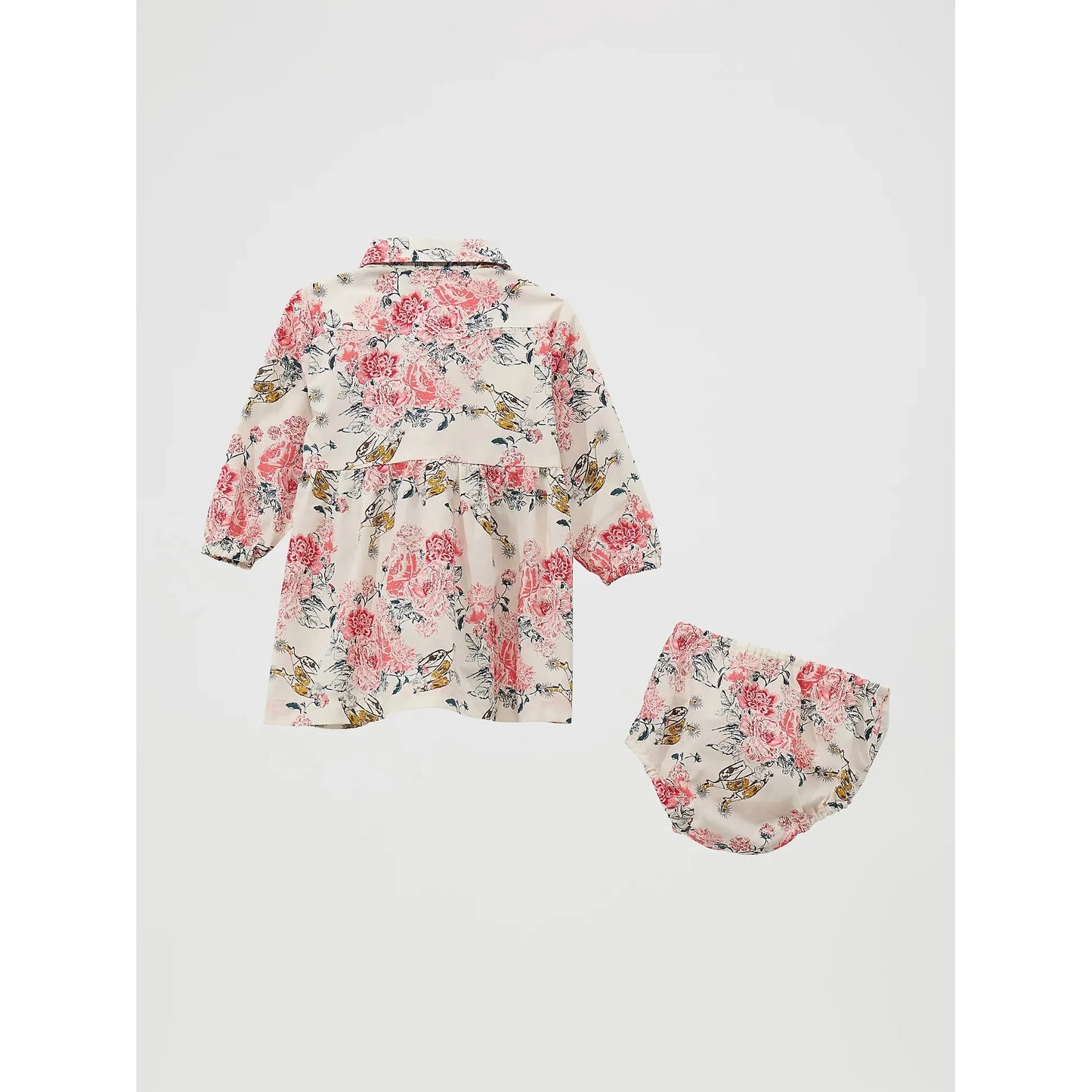 Wrangler Little Girl's Long Sleeve Printed Western Snap Dress  - Floral White