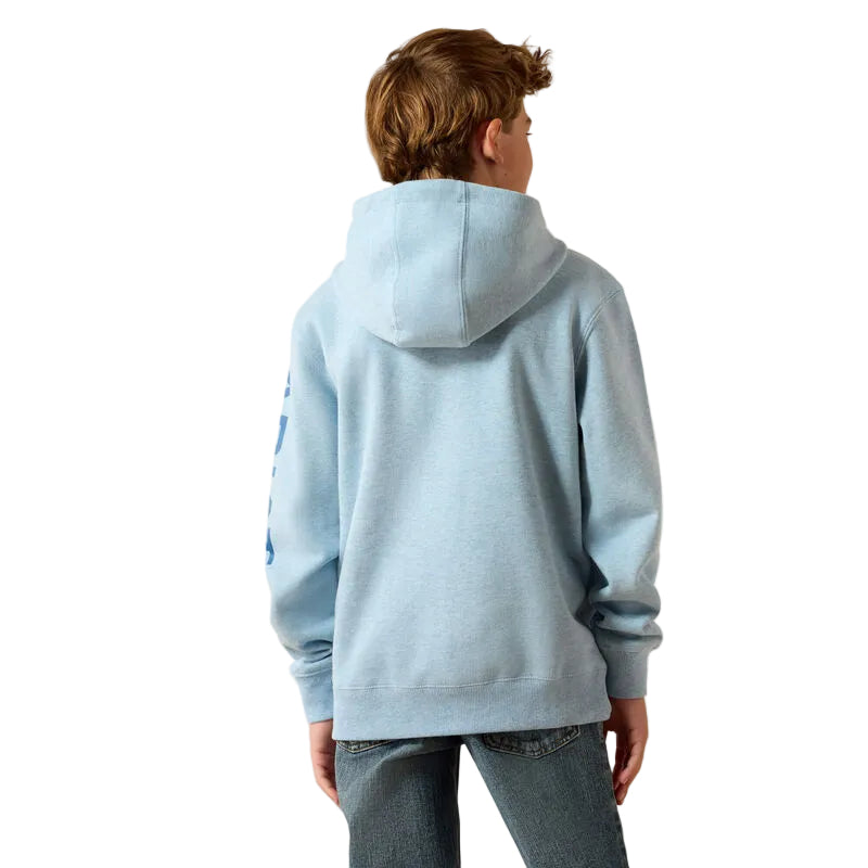 Ariat Boy's Logo Long Sleeve Hoodie - Baby Blue Heather - Irvine Tack & Western Wear