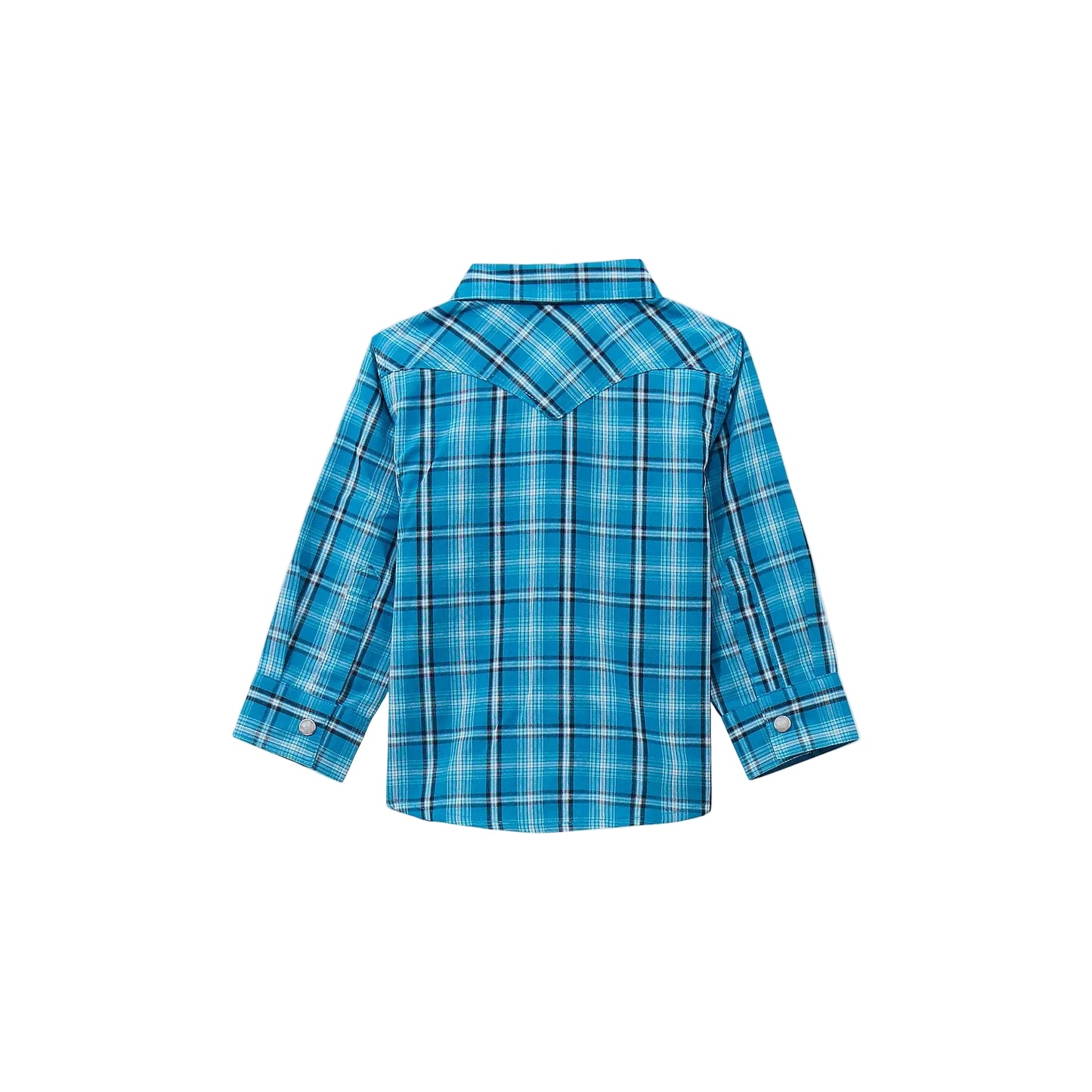 Wrangler Little Boys Long Sleeve Plaid Western Snap Shirt - Turquoise