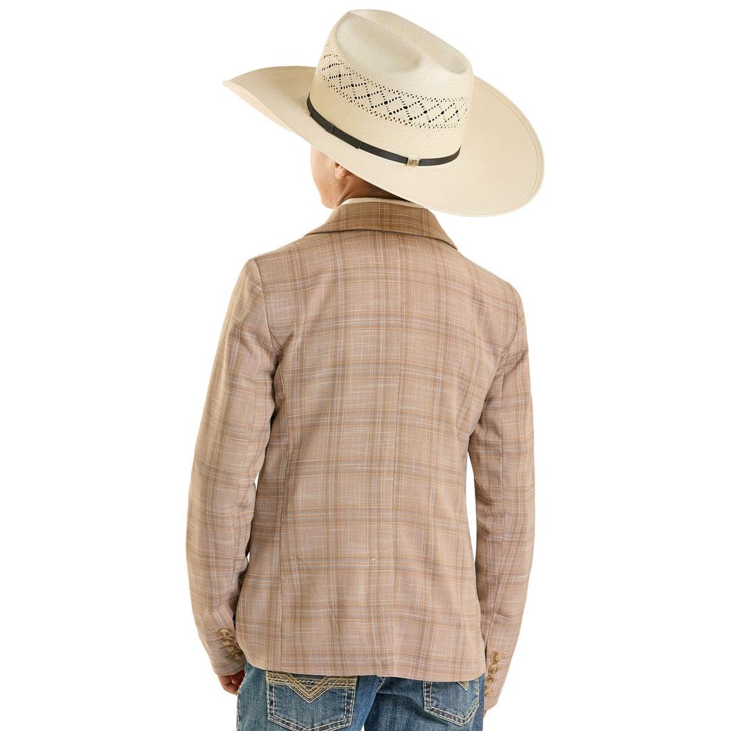 Rock & Roll Boy's Plaid Yarn Dye Sports Coat - Tan