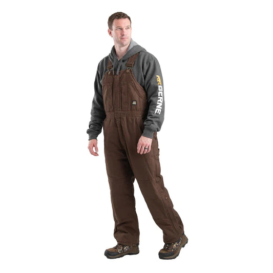 Berne Men's Original Washed Insulated Bib Overalls - Bark