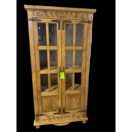 Wooden Armoir with 2 Glass Doors - Irvine Tack & Western Wear
