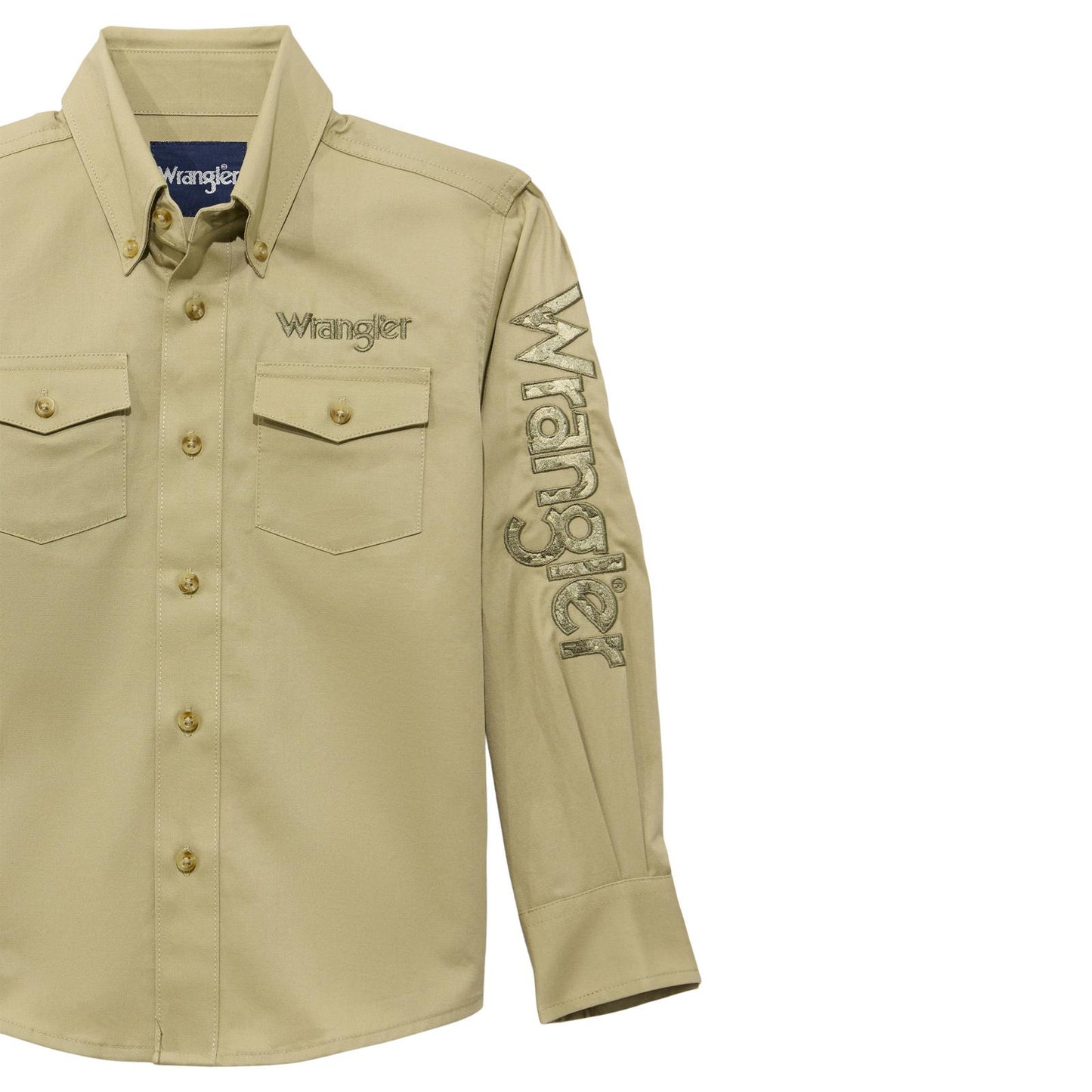 Wrangler Boy's Logo Long Sleeve Shirt - Brown