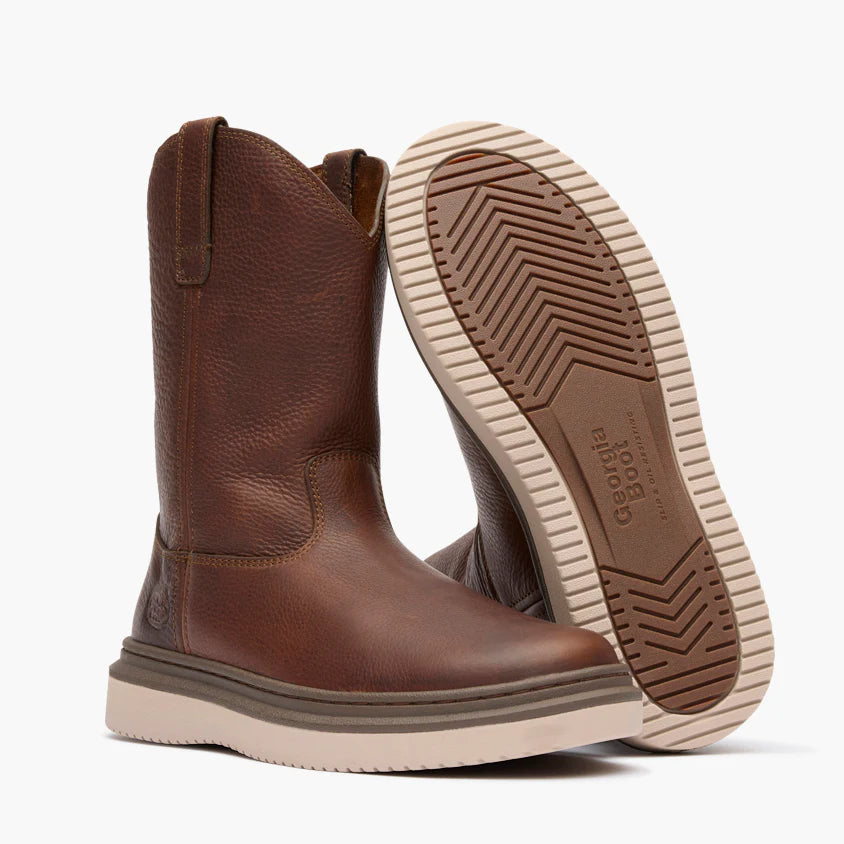 Georgia Men's 11" Pull-On Work Boot - Dark Brown