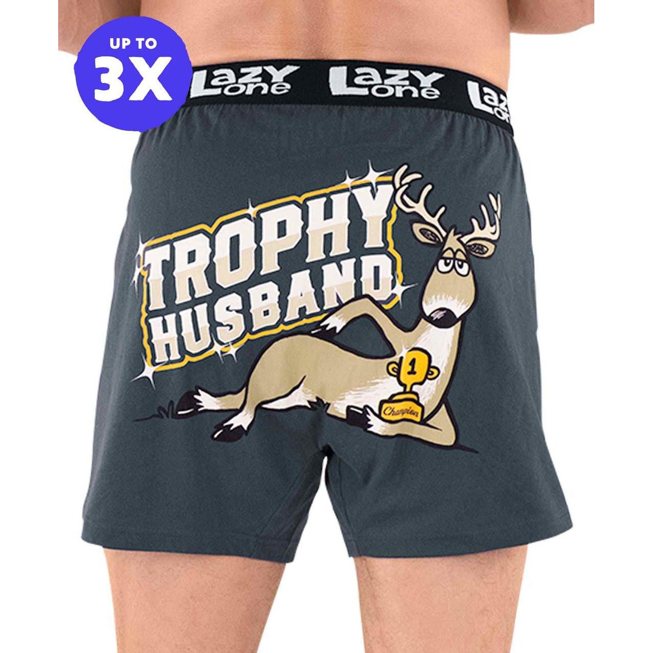 Lazy One Men's Trophy Husband Boxers- Blue