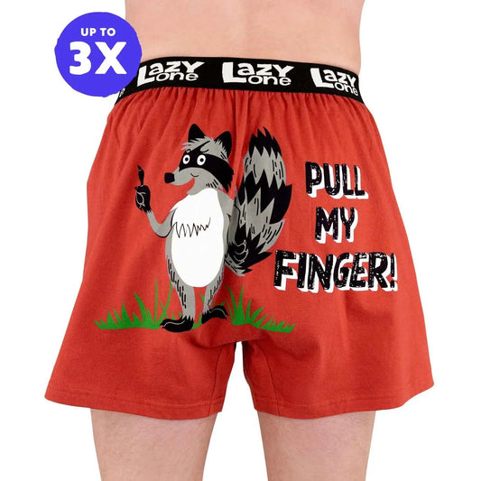 Lazy One Men's Pull My Finger Boxer - Red