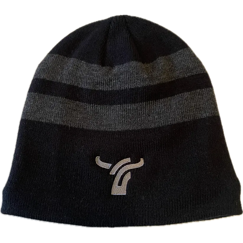 B8 Ranch Apparel Board Toque with Large Grey Stripes - Black