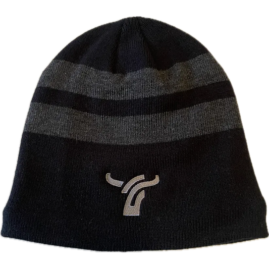 B8 Ranch Apparel Board Toque with Large Grey Stripes - Black