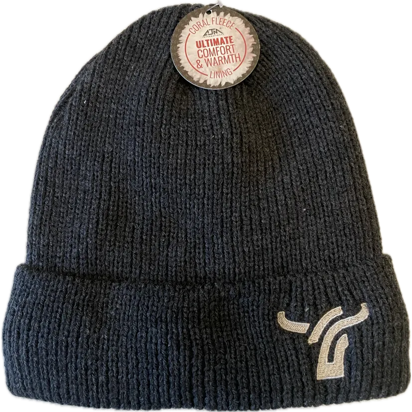 B8 Ranch Apparel Cuff Toque with Coral Fleece Lining - Dark Grey