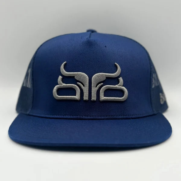 Baredown Brand Poker Hand Flat Bill Cap- Navy