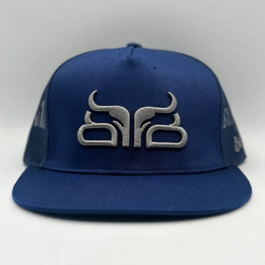 Baredown Brand Poker Hand Flat Bill Cap- Navy