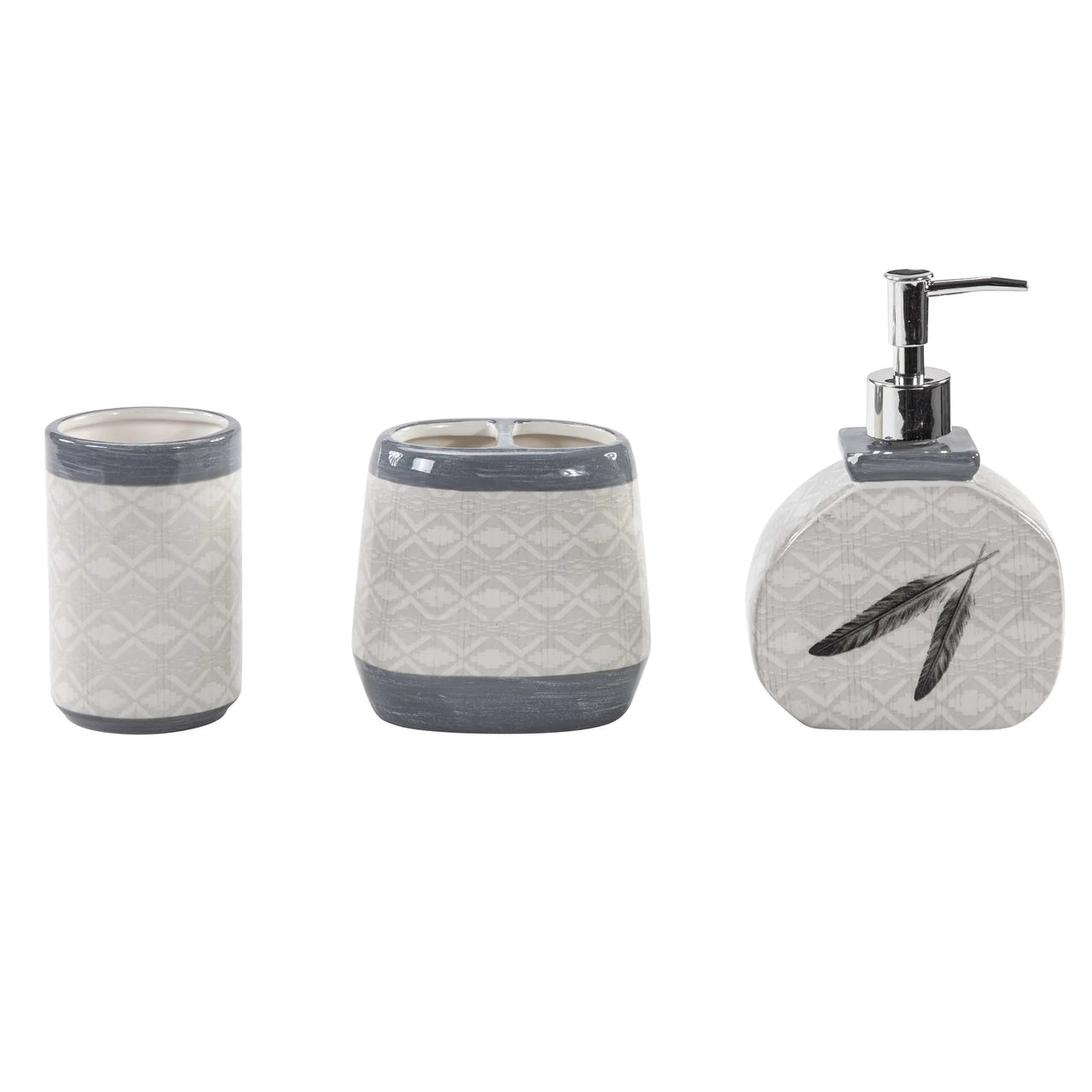 HiEnd Accents Feather Design Countertop Bathroom Set 3 PC