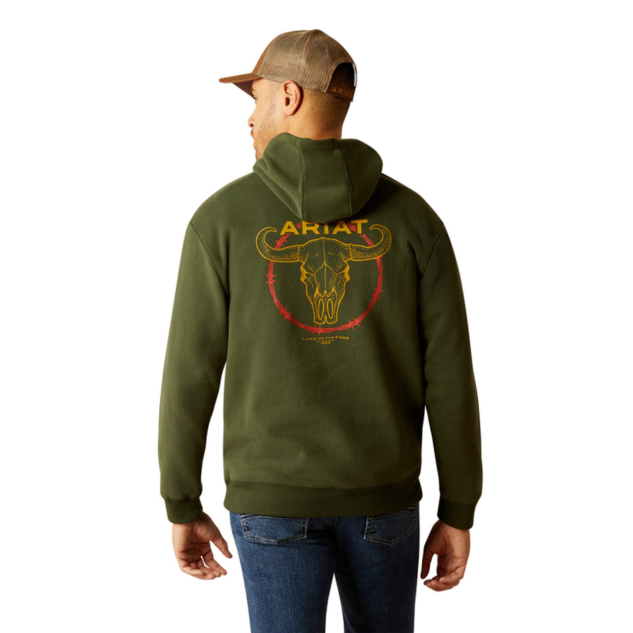 Ariat Men's  Barbwire Skull Hoodie- Dark Green