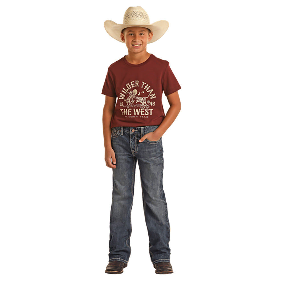 Rock & Roll Boy's BB Gun Stretch Bootcut Jeans - Medium Vintage