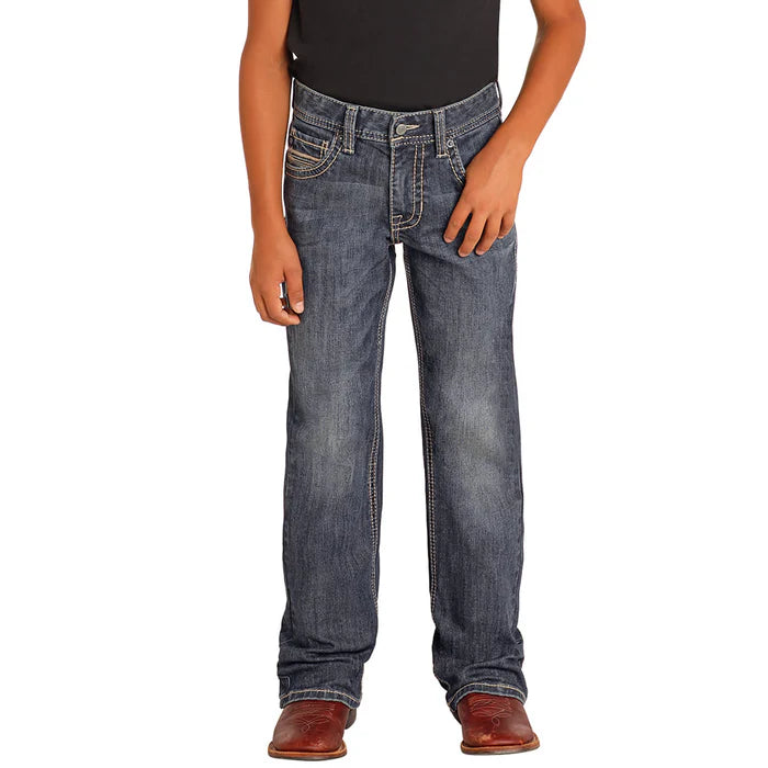 Rock & Roll Boy's Straight Rope Bootcut Jeans - Dark Vintage