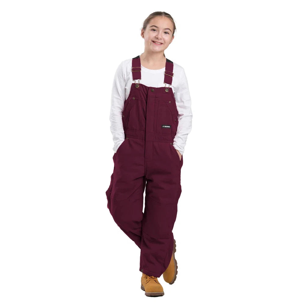 Berne Youth Washed Insulated Bib Overalls - Plum