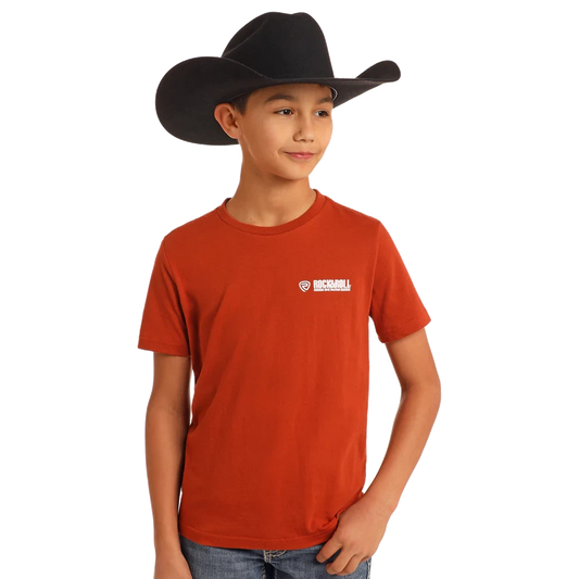 Rock & Roll Boy's Graphic Skull T-Shirt - Desert Skull - Rust