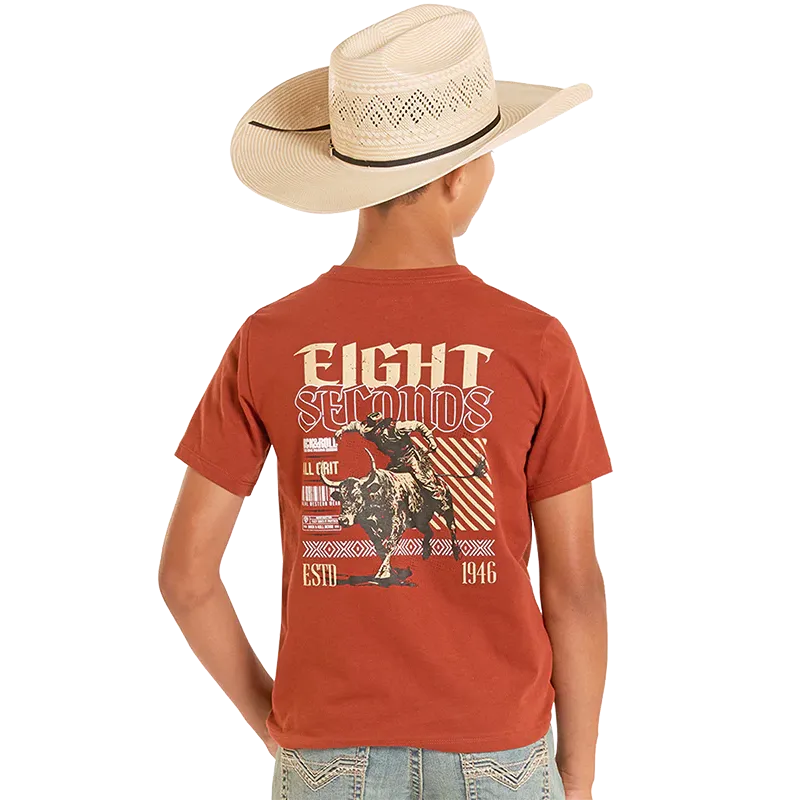 Rock & Roll Boy's Eight Seconds Graphic Tee Shirt - Rust