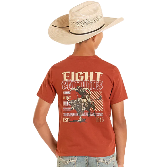 Rock & Roll Boy's Eight Seconds Graphic Tee Shirt - Rust