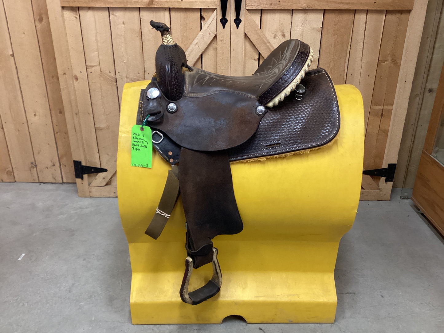 Used 15” Billy Cook Greenville TX Barrel Saddle