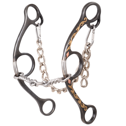Classic Equine Twisted Wire Dogbone Long Shank Gag Barrel Bit - Diamond3