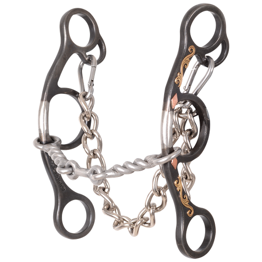 Classic Equine Twisted Wire Dogbone Short Shank Gag Barrel Bit - Diamond3