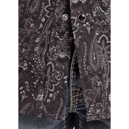 Rock & Roll Boy's Paisley Printed Long Sleeve Shirt - Black