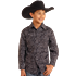 Rock & Roll Boy's Paisley Printed Long Sleeve Shirt - Black