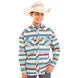 Rock & Roll Boy's Aztec Serape Stripe Printed Long Sleeve Shirt - Teal